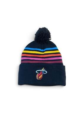 '47 Brand Miami Heat Mashup Vol. 2 Cuff Knit Pom Beanie Hat Black OSFA